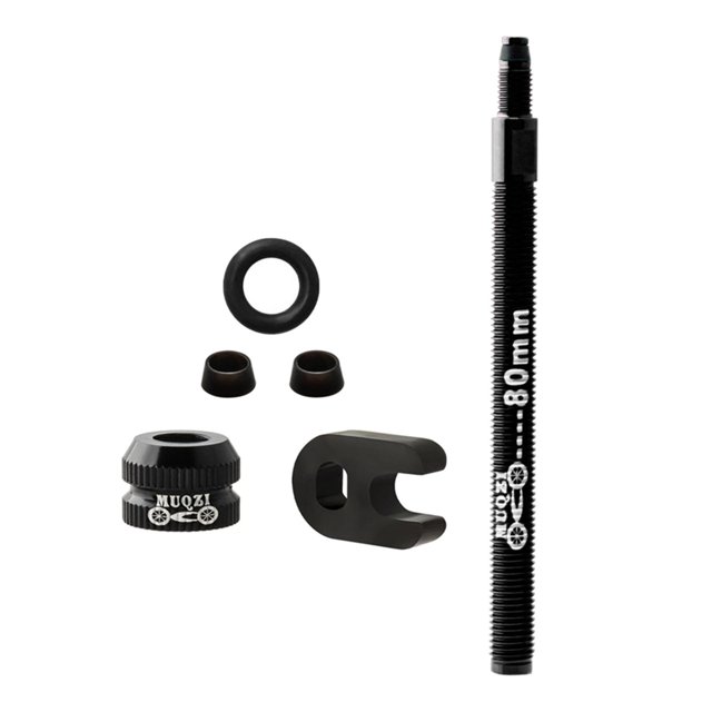 S SERENABLE Tubeless Extension Valve Extender Carbon Rim Kit with Central Dice - 80mm Black