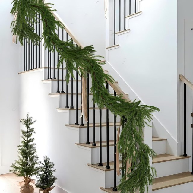 Leutsin Christmas Decorations Indoor Outdoor,Christmas Tree Decorations,Simulation Green Plant Needle Rattan 2 Meters Encrypted Plastic Christmas Decoration Vines Layout Christmas Needle Rattan