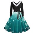 thumbnail image 1 of TIMIFIS Robes de Noël pour Femmes, Robes Maxi pour Femmes Robe Vintage de Vacances Manches Longues Col en V en Fourrure Robe Dos Nu, 1 of 3