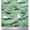 thumbnail image 1 of Soimoi Cotton Voile Fabric Rabbit,Sheep & Deer Kids Print Fabric by Yard 56 Inch Wide, 1 of 3