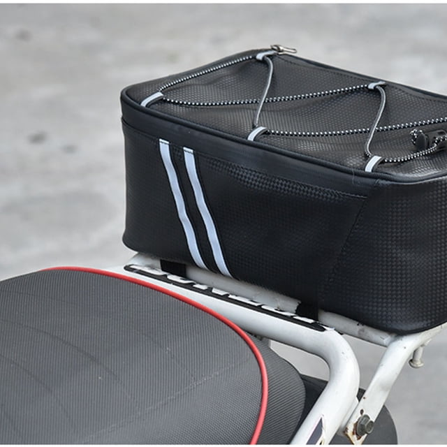 UPGRATOR 1Pack Double Zipper Waterproof Bike Rear Rack Carrier Bag Black PU