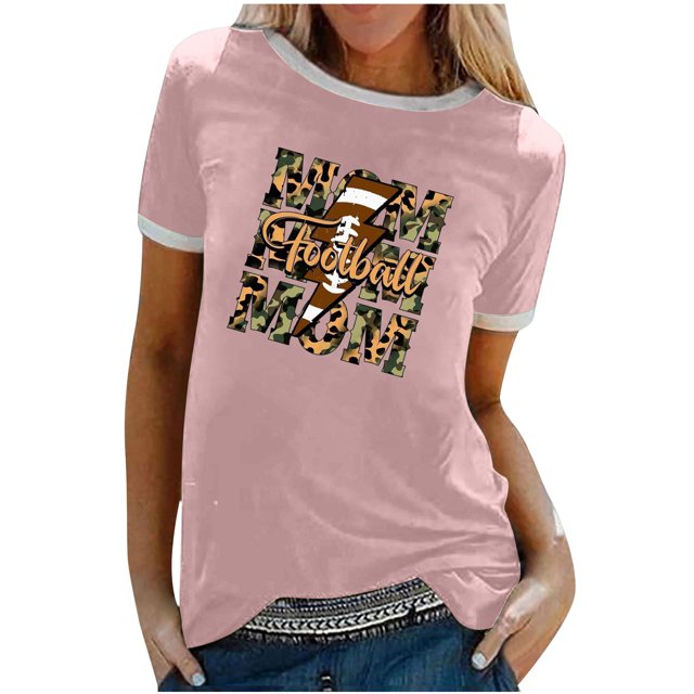 EQWLJWE Hauts d'Été pour Femmes Hauts pour Femmes Liquidation Mode Féminine Manches Courtes Col Rond Hauts Amples Blouse Manches Bouffantes Imprimé
