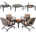 thumbnail image 1 of Gymax 5PCS Cushioned Patio Dining Set Heavy-Duty Rocking Chairs with 4-in-1 Fire Pit Table, 1 of 7