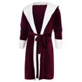 thumbnail image 3 of Men's Casual Hooded Pajama Set Solid Patchwork Wear Comfortable Drawstring Bathrobe Three Quarter Sleeve Sleepwear, 3 of 3