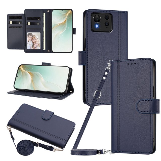 Book Style Wallet Cover for ASUS Zenfone 11 Ultra, Soft PU Leather, Blue