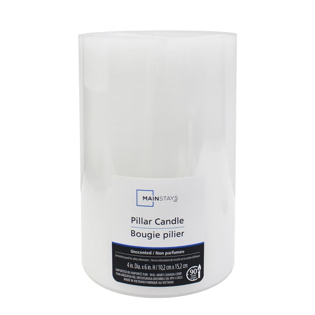 Mainstays Unscented White Pillar Candle
