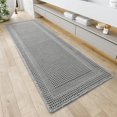 thumbnail image 1 of AMOAMI Waffle Bath-Mat, Absorbent Bath Mats for Bathroom Non Slip, Machine Washable Bathroom Rugs with Tassels Ultra Soft Boho Bath Rugs for Floor 2'x6'(24"x72") Grey, 1 of 5