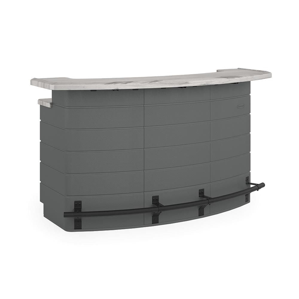 Bar de jardin Suncast Backyard Oasis, bar extérieur avec comptoir Marblecast, style moderne,  résine – Gris froid