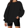 thumbnail image 1 of ORUYROP Chandails en Molleton Surdimensionnés pour Femmes Manches Longues Col Rond Chandail Décontracté Ample Couleur Unie Polaire Tops Pulls, 1 of 7
