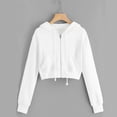 thumbnail image 2 of Timegard Zip up Hoodies for Women Plus Size Cropped Sweatshirts Long Sleeve Shirts Pullover Solid Color, 2 of 8