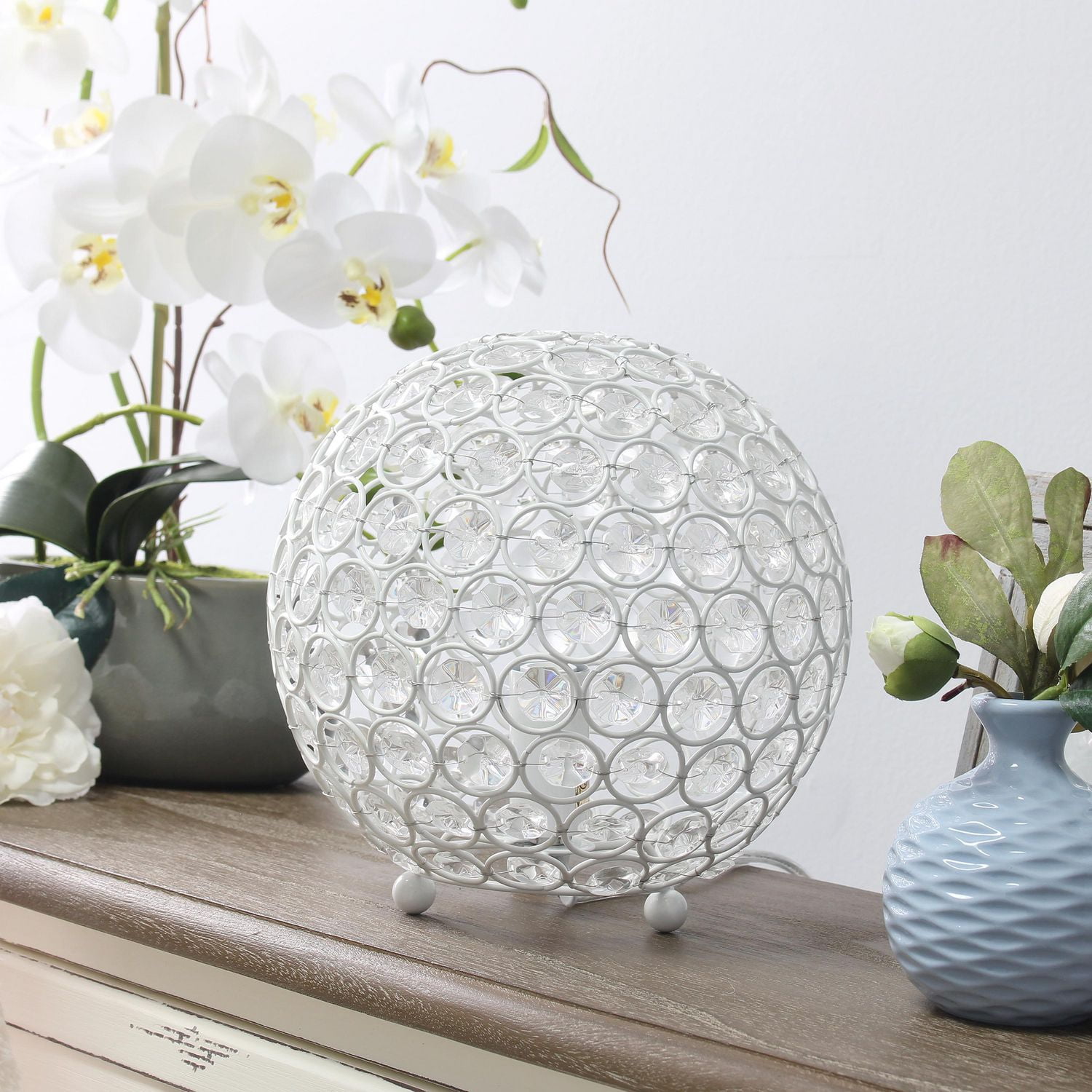 Lampe de table Elegant Designs à paillettes boule de cristal de 10 pouces