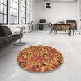 thumbnail image 4 of Ahgly Tapis d'Intérieur Lavable en Machine Carré Transitionnel Orange Or, 7 Pieds Carré, 4 of 7