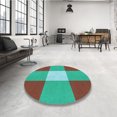 thumbnail image 4 of Ahgly Tapis Rond Lavable en Machine Intérieur Transitionnel Marron Sienne, 4 Pieds Rond, 4 of 7