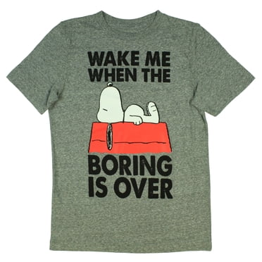 Peanuts T-Shirt Graphique pour Garçons Snoopy « Wake Me When The Boring Is Over » TP, Charbon