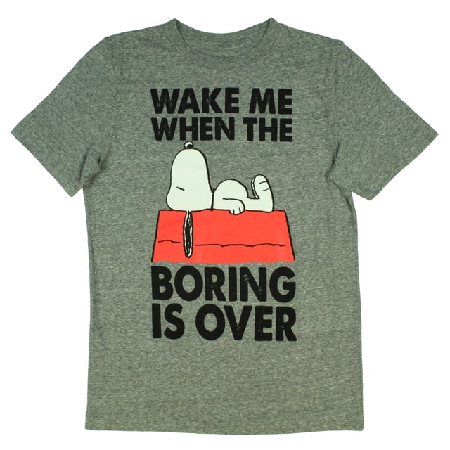 Peanuts T-Shirt Graphique pour Garçons Snoopy « Wake Me When The Boring Is Over » TP, Charbon