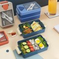 thumbnail image 4 of Thermos Lunch Box for Youngster Beige Lunch Boxdouble Layer Plastic Lunch Box Large Capacity Office Worker Divided Lunch Box Microwave Oven Lunch Box Toddler Bento Box, 4 of 4