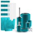 thumbnail image 1 of Clara Clark Bathroom Accessory Set, Teal Blue Bathroom Décor with Toothbrush Holder Set, Bathroom Curtains Shower Set, Bath Rug Set Included, 1 of 7