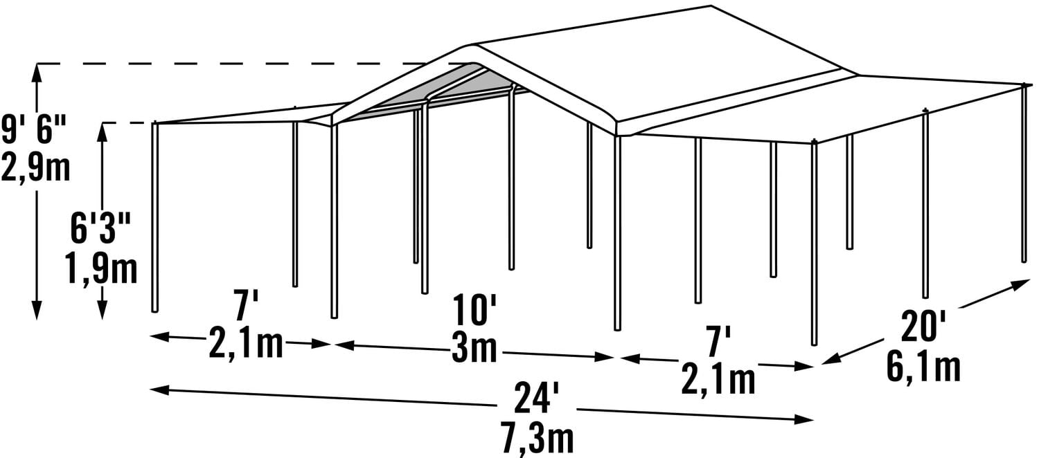 Auvent 3 en 1 Max AP, 10 x 20 pi, toile blanche, nécessaires de parois et de rallonge