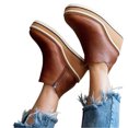 thumbnail image 1 of CAROOTU Bottines pour Femmes Couleur Unie Bout Rond Chaussures Compensées Chaussures Décontractées à la Mode, 1 of 6