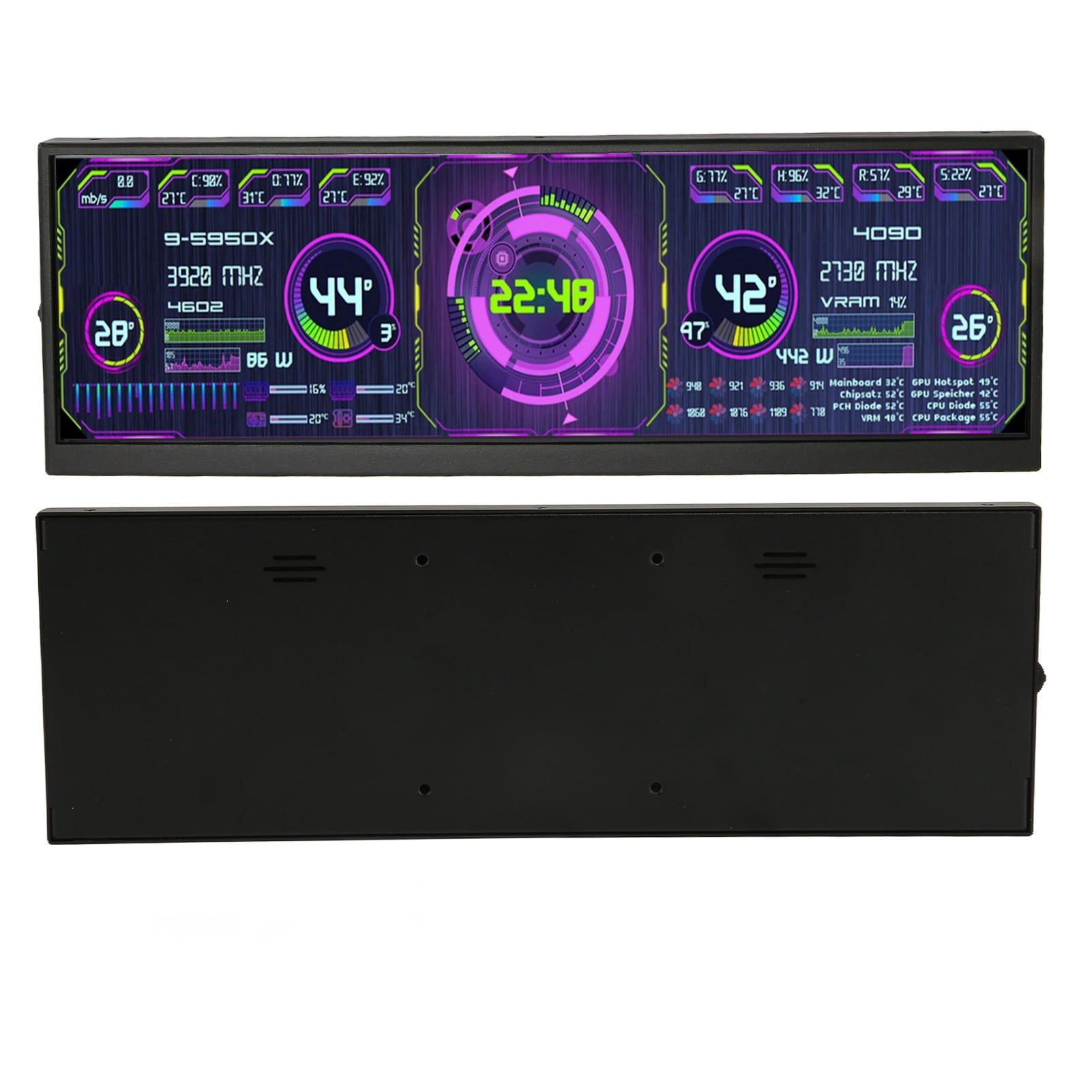 Computer Case Sub Screen, 12.7 Inch Portable Monitor 2880x864 4K 120Hz Aluminum Alloy 178 Degree Wide Viewing Angle  for Desktop
