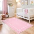 thumbnail image 1 of Nanan 4'x6' Scalloped Bow Area Rug, Non-Slip Back, Machine Washable Low-Pile Carpet for Living Room Bedroom Nursery Home Decor,Pink, 1 of 7