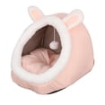 thumbnail image 2 of Pet Plush Burrowing Cave Hooded Cat Bed Donut for , Faux, 2 of 8