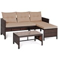thumbnail image 4 of Costway 3PCS Patio Wicker Rattan Sofa Set Outdoor Sectional Conversation Set Garden Lawn, 4 of 9