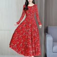 thumbnail image 2 of Robe de Plage Florale pour Femmes Manches Longues Décontractée Vintage Boho, 2 of 7