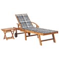 thumbnail image 1 of vidaXL Sun Lounger with Table and Cushion Solid Teak Wood, 1 of 5