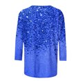 thumbnail image 4 of UPPADA Chandails à Col Rond pour Femmes à Manches 3/4, Blouses Décontractées à Imprimé de Paillettes, Hauts Tendance à Coupe Ample, Chandails à Enfiler, Blouse à Manches Trois Quarts pour Femmes, Hauts Décontractés à Col Rond, Hauts à Manches 3/4 pour Femmes, Aubaines, 4 of 5
