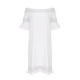 thumbnail image 4 of Robes pour Femmes en Coton et Lin Blanc à Manches Courtes, Dentelle Florale au Crochet, Robe T-Shirt d'Été Décontractée, Tunique Ample, Robe Droite, 4 of 6
