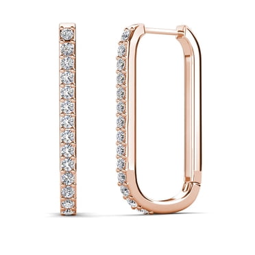 Cate & Chloe Nadia 18k Rose Gold Plated 24mm Hoop Earrings with Swarovski Crystals Gift for Women