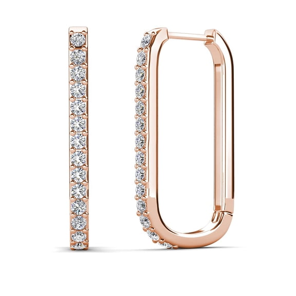 Cate & Chloe Nadia 18k Rose Gold Plated 24mm Hoop Earrings with Swarovski Crystals Gift for Women