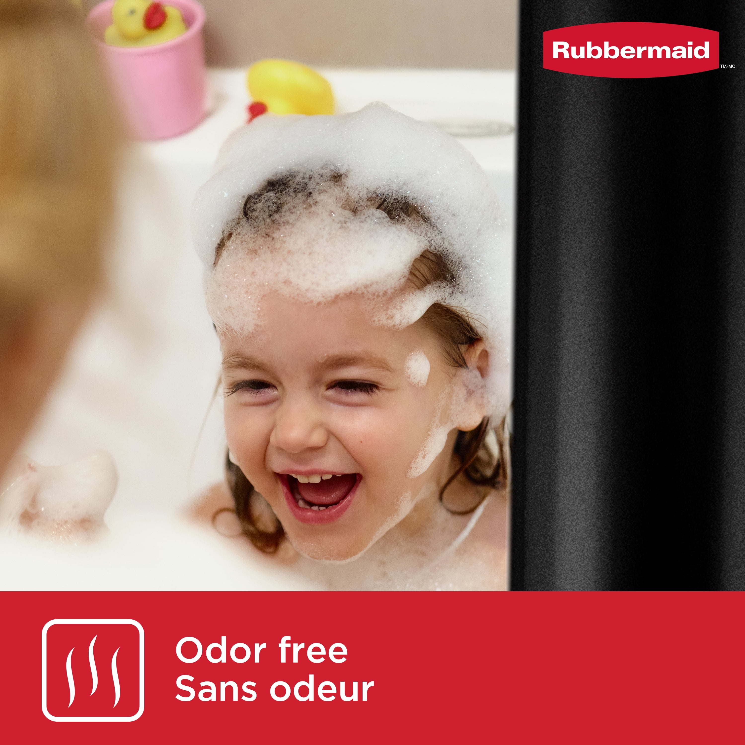 Rubbermaid Waterproof Fabric Shower Liner, 70" x 72", Black