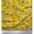 thumbnail image 1 of Soimoi Yellow Poly Georgette Fabric Lion,Giraffe & Elephant Kids Fabric Prints by Yard 42 Inch Wide, 1 of 3