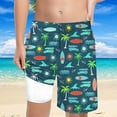 thumbnail image 2 of XDZJLR Maillot de Bain Garçon Bébé Short de Bain Imprimé avec Laçage Taille Haute Ample Pantalon Décontracté Tenue de Bain 5-6 Ans, 2 of 5