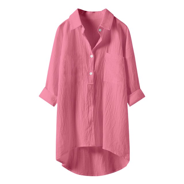 Liquidation! Hauts Grande Taille pour Femmes, Blouse à Manches Courtes d'Été pour Femmes, Blouse Décontractée Unie avec Poches, Col Rabattu, Mode Été