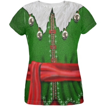 Christmas Elf Costume All Over Womens T Shirt