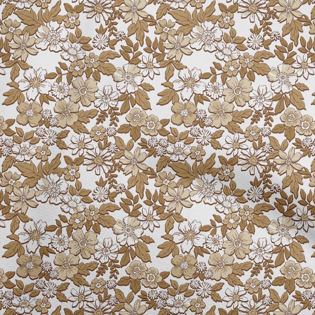 oneOone Silk Tabby Tan Fabric Florals Craft Projects Decor Fabric Printed By The Yard 42 Inch Wide