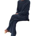 thumbnail image 1 of Innerwin Two Piece Outfits Wide Leg Ladies Lounge Set Holiday Long Sleeve Loose Sweater Sets Blue L, 1 of 2