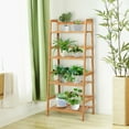 thumbnail image 3 of Gymax Étagère Échelle en Bambou à 4 Niveaux, Présentoir Polyvalent pour Plantes, Étagère de Rangement, 3 of 10