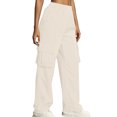 thumbnail image 1 of Timegard Cargo Pants for Women Elastic High Waist Solid Color Straight Leg Outdoor Pants with Pockets, 1 of 5