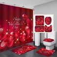 thumbnail image 3 of Ensemble de Rideaux de Douche Imperméables Imprimé Cœur d'Amour 3D 16 Pcs Ensemble de Salle de Bain avec Tapis de Base Tapis de Toilette Rideau de Douche, 3 of 6
