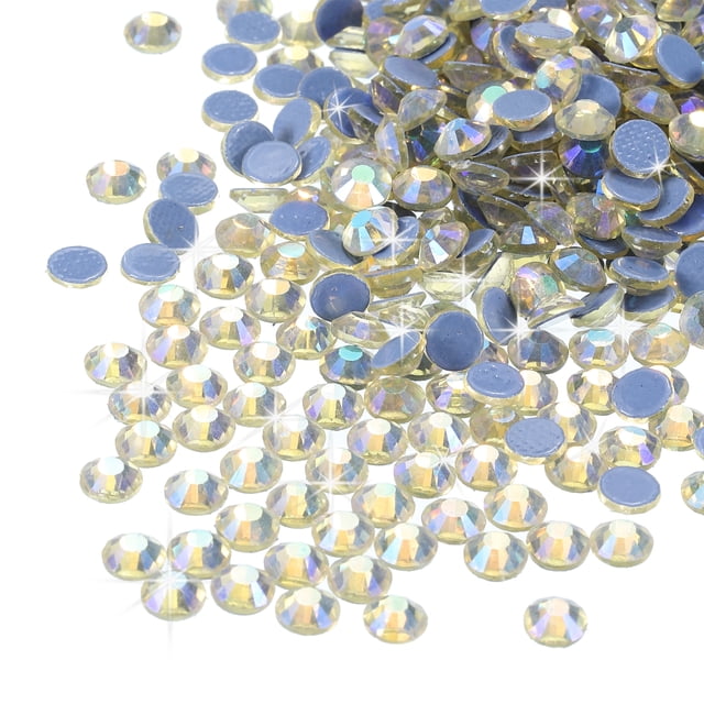 Uxcell Hotfix Rhinestones Flatback Crystal Glass Gems for Craft Clothes DIY Decoration Bright Light Yellow 4.8mm
