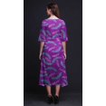thumbnail image 4 of Bimba Coton Feuilles de Palmier Violettes Femmes Robe Droite Asymétrique à Poches Été Fête Mi-Longue-Moyen, 4 of 4