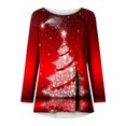 thumbnail image 5 of IROINID Offres Tunique de Noël Tops pour les Femmes Long Manches Floral Salon Shirts Solide Pull Tunique en Vrac Tops Arbre Imprimé Col Rond Long Sleeve Chemisier, Rouge, 5 of 5