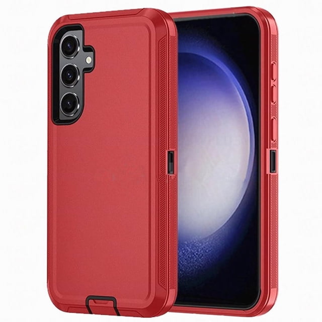 Samsung Galaxy A36 / A56 Étui Protecteur Rigide à Fini Rouge, Conçu comme Étui de Téléphone Robuste avec protection Antichoc à Triple Couche, Coins Renforcés, Bords Surélevés et Découpes Précises pour Boutons et ports. Comprend une Prise Antipoussière pour le port de Chargement et une construction Blindée 3-en-1 pour la protection contre les Chutes, les Égratignures et la Poussière.
