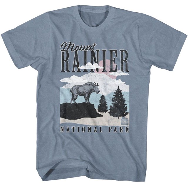 National Parks Ranier Minimalist Landscape Indigo Heather Adult T-Shirt