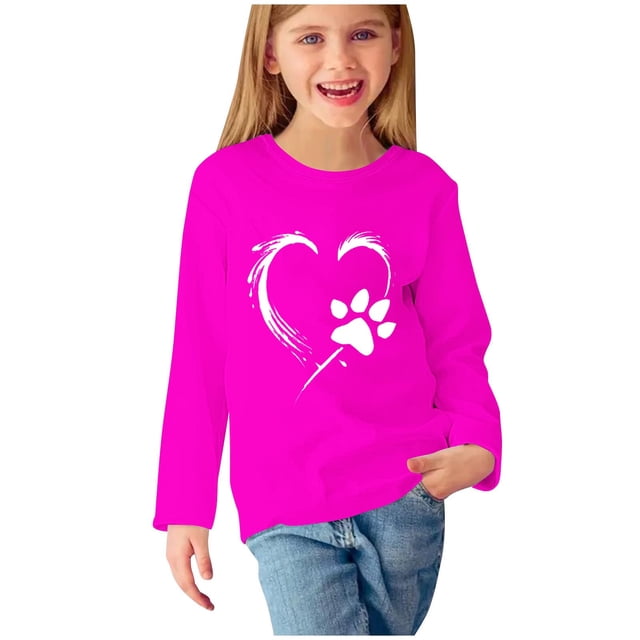 Birdeem Chemises à Manches Longues pour Filles Chemises à Manches Longues Imprimés Mignons Col Rond Hauts Blouses Décontractées Habillées Vêtements Chemises à Manches Longues pour Filles
