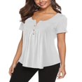 thumbnail image 2 of Womens Summer Plus Size Tunic Tops Short Sleeve Blouses Casual Floral Henley Shirts, 2 of 5